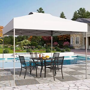 PHI VILLA Pop-up Canopy 10x10 Patio Tent Instant Gazebo Canopy with Wheeled Bag, Portable Lightweight Folding w/Adjustable Height,White