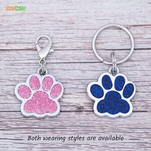 Artinst Personalized Dog Tags Up to 5 Lines of Custom Engraving for Your Pet's Name and Information Shiny and Cute Metal Paw Print Pet Id Tags (Pink)