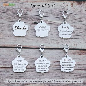 Artinst Personalized Dog Tags Up to 5 Lines of Custom Engraving for Your Pet's Name and Information Shiny and Cute Metal Paw Print Pet Id Tags (Pink)