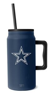 simple modern officially licensed nfl 40oz tumbler with handle and straw lid | football thermos gifts for men, women, christmas | trek collection | dallas cowboys