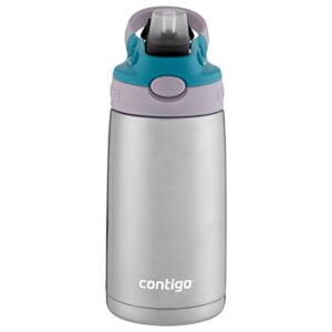 Contigo Kids Stainless Steel Water Bottle with Redesigned AUTOSPOUT Straw, 13 oz, Eggplant & Punch & Kids Stainless Steel Water Bottle with Redesigned AUTOSPOUT Straw, 13 oz, Taro & Juniper