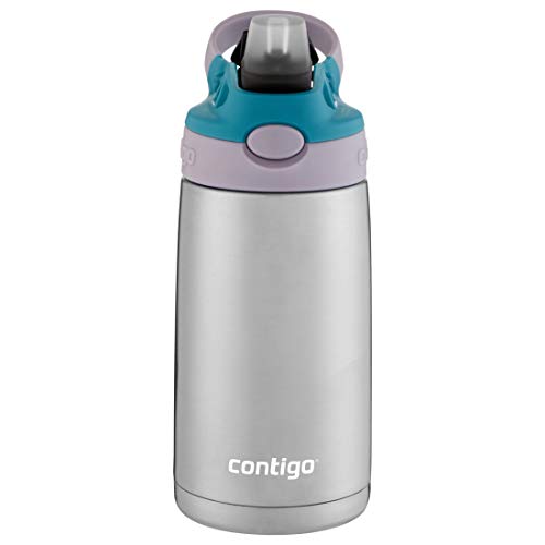 Contigo Kids Stainless Steel Water Bottle with Redesigned AUTOSPOUT Straw, 13 oz, Eggplant & Punch & Kids Stainless Steel Water Bottle with Redesigned AUTOSPOUT Straw, 13 oz, Taro & Juniper