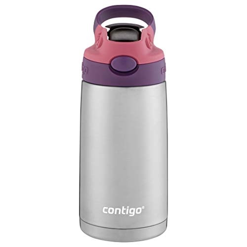 Contigo Kids Stainless Steel Water Bottle with Redesigned AUTOSPOUT Straw, 13 oz, Eggplant & Punch & Kids Stainless Steel Water Bottle with Redesigned AUTOSPOUT Straw, 13 oz, Taro & Juniper