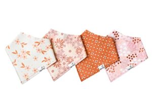 copper pearl baby bandana drool bibs for drooling and teething 4 pack gift set rue, soft set of cloth bandana bibs for any baby girl or boy, cute registry ideas for baby shower gifts