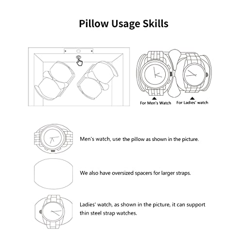 Watch Winder Box for Rolex with Quiet Motor, Blue LED Light & Flexible Watch Pillows Watch Winders for 2 Automatic Watches with AC Adapter or Battery Powered Perfect…