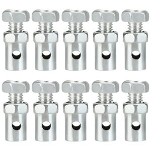 yoxufa 1/8" universal throttle brake cable end stop lock clamps for go kart bicycle motorcycle scooter motorized bike lawn mower 10 pack silver parts