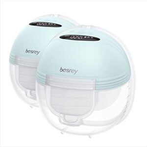 besrey wearable breast pump hands free with 3 mode 12 levels, double portable electric breast pump of led display, memory function, leak-proof & low noise, 24mm all-in-one painless breastfeeding pump