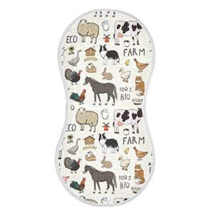 kigai farm animals muslin baby burp cloths - super absorbent and soft burping rags - cotton burp clothes set for boys and girls, 1 pack