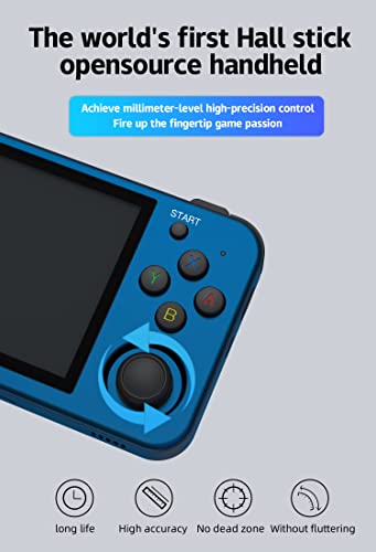 ANBERNIC RG353M Handheld Game Console , Aluminum Alloy CNC Process Dual OS Android 11 + Linux System Support 5G WiFi 4.2 Bluetooth Built-in 64G SD Card 4452 Games (Deep Blue)