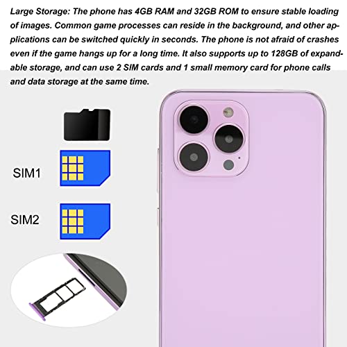 IP14 Pro Smartphone, 6.1in 4GB RAM 32GB ROM Unlocked Smartphone Ultrathin Face Recognition Dual Card Dual Standby Cellphone, Great Gifts for Parents ()