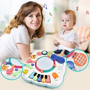 Dahuniu Baby Toys 6 to 12 Months, Activity Table for 1 2 3 Years Old (Size: 11.8 x 11.8 x 12.2 inches)