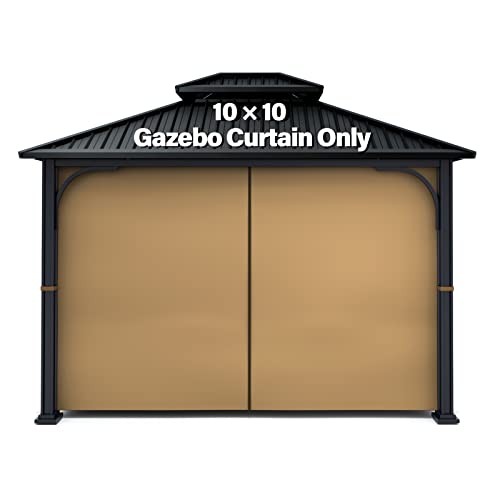 Nitocoby Gazebo Universal Replacement Privacy Curtain Panel Side Wall fits 10'x10' and 10'x12' Gazebos (Khaki, 10x10 Feet)