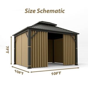 Nitocoby Gazebo Universal Replacement Privacy Curtain Panel Side Wall fits 10'x10' and 10'x12' Gazebos (Khaki, 10x10 Feet)