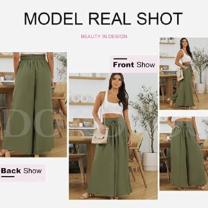 Dokotoo 2023 Stylish Women's Plus Size Wide Leg Palazzo Pants Spring Summer Lightweight Sport Elastic High Waist Yoga Pant with 2 Side Pockets for Women Green XL