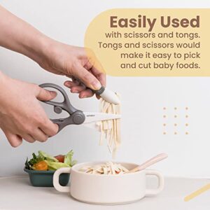 MOTHER-K Portable Ceramic Scissors with Tong Set, Ceramic Scissors for Baby Food with Protective Blade Cover and Portable Case, Safety Lock (GREY)