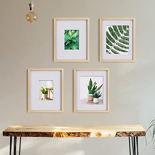 Egofine 11x14 & 8x10 Picture Frames Natural Wood Frames with Plexiglass, Display Pictures for Tabletop and Wall Mounting