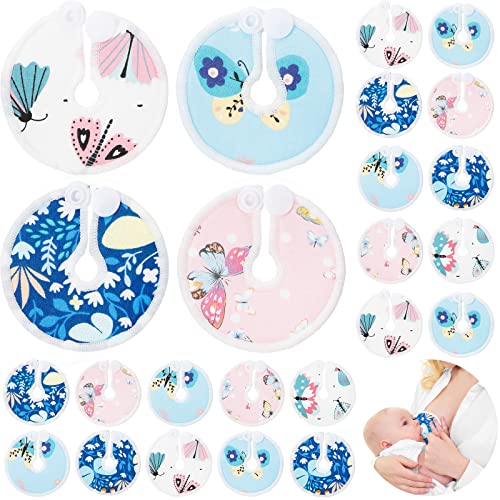 32 Pieces G Tube Pads Holder Cotton Pads for Feeding Support Abdominal G Tube Button Covers Reusable Feeding Tube Supplies Soft G Tube Covers for Breastfeeding Nursing Care, 4 Designs (Butterfly)