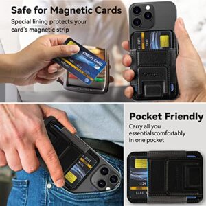 ZtotopCases Leather Magnetic Wallet Stand with MagSafe and Adjustable Stand Card Holder for iPhone 14/14 Plus/14 Pro Max and 13/12 Series, Fit 5 Cards, Not for 14 Pro/13 Pro/13 Mini/12 Mini, Black