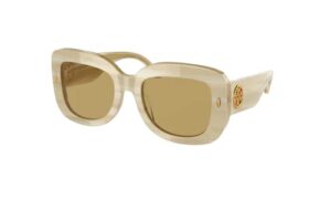 tory borch ty7170u 189073 51mm ivory horn/solid brown square sunglasses for women + bundle with designer iwear eyewear kit