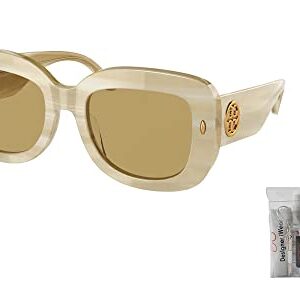 Tory Borch TY7170U 189073 51MM Ivory Horn/Solid Brown Square Sunglasses for Women + BUNDLE With Designer iWear Eyewear Kit