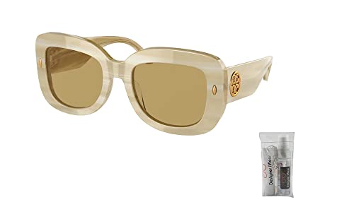 Tory Borch TY7170U 189073 51MM Ivory Horn/Solid Brown Square Sunglasses for Women + BUNDLE With Designer iWear Eyewear Kit