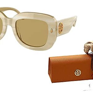 Tory Borch TY7170U 189073 51MM Ivory Horn/Solid Brown Square Sunglasses for Women + BUNDLE With Designer iWear Eyewear Kit