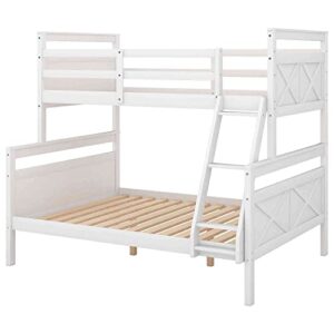 Cotoala Twin Over Full Solid Wood Bunk Bed with Ladder, Safety Guardrail, No Box Spring Need, Perfect for Bedroom Kids, Adults