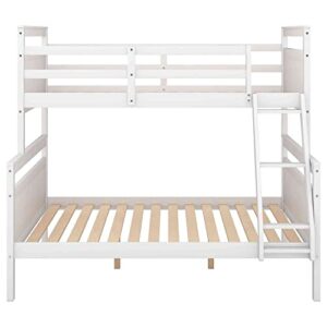Cotoala Twin Over Full Solid Wood Bunk Bed with Ladder, Safety Guardrail, No Box Spring Need, Perfect for Bedroom Kids, Adults