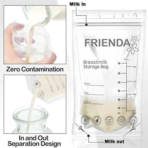 600 Count Breastmilk Storage Bags 7 oz Breast Milk Storage Bags for Breastfeeding Self Standing Breast Milk Storing Bags No Leak Double Seal Freezer Milk Storage for Refrigeration and Freezing