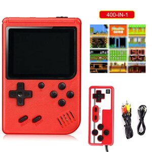 handheld game console-portable retro video game with 400 classic fc games, 2.8 inch color screen, support tv connection & two players, 1020mah rechargeable battery present for kids (red)