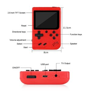 Handheld Game Console-Portable Retro Video Game with 400 Classic FC Games, 2.8 Inch Color Screen, Support TV Connection & Two Players, 1020mAh Rechargeable Battery Present for Kids (RED)