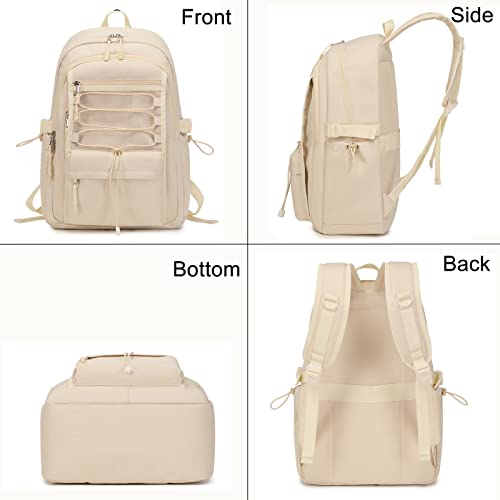 Sunborls Travel Laptop Backpacks with Girls Weekend Leisure Day Vacation Backpack Unisex 15.6inch School Cute Lightweight High-Capacity The Gift Bookbag(Off-White)