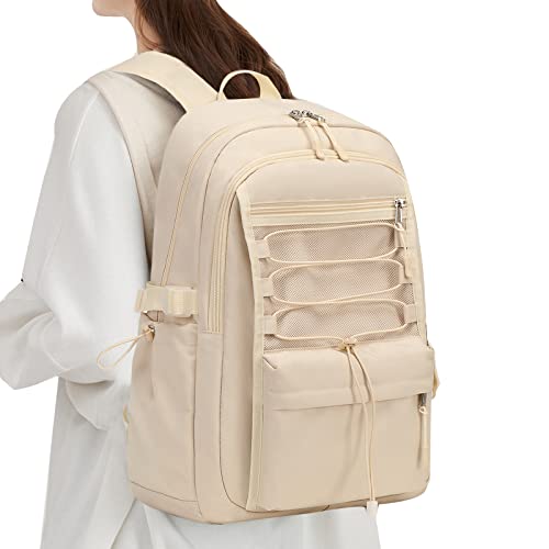 Sunborls Travel Laptop Backpacks with Girls Weekend Leisure Day Vacation Backpack Unisex 15.6inch School Cute Lightweight High-Capacity The Gift Bookbag(Off-White)