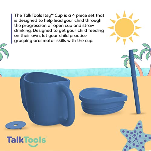 TalkTools ITSY Silicone Training Cup – Mini Straw Cup for Baby - Anti Leak, Spill Proof and BPA Free Cup with Straw Insertion for Kids (Ocean)