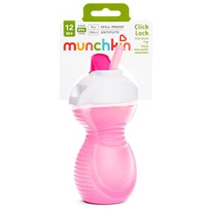 Munchkin® Click Lock™ Flip Straw Toddler Cup, 9 Ounce, Pink