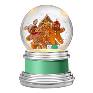 haute decor 5.75 inch christmas snowburst snow globe with gingerbread characters and house, battery operated automatic snow fall timer