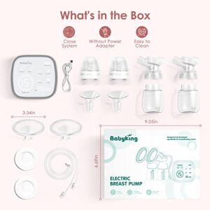 Breast Pump, BabyKing Electric Breast Pump with 3 Modes & 15 Levels, Pain Free Strong Suction Power Touch Panel High Definition Display, Ultra-Quiet Rechargeable for Travel & Home