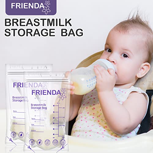 400 Count Breastmilk Storage Bags 7 oz Leak Proof Double Zipper Seal Breast Milk Storing Bags Self Standing Breast Milk Storage Bags for Breastfeeding Refrigerator or Freezer