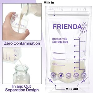 400 Count Breastmilk Storage Bags 7 oz Leak Proof Double Zipper Seal Breast Milk Storing Bags Self Standing Breast Milk Storage Bags for Breastfeeding Refrigerator or Freezer