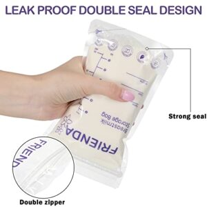 400 Count Breastmilk Storage Bags 7 oz Leak Proof Double Zipper Seal Breast Milk Storing Bags Self Standing Breast Milk Storage Bags for Breastfeeding Refrigerator or Freezer