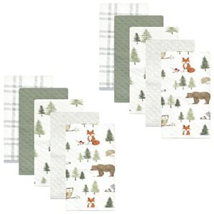 hudson baby unisex baby quilted burp cloths, forest animals, one size