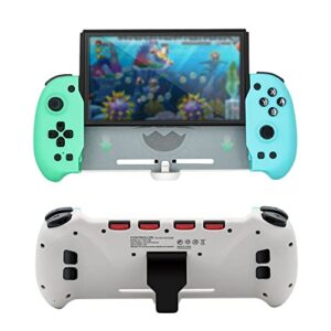 mcbazel switch controller grip for handheld mode, ergonomic controller for switch/ switch oled with 6-axis gyro, mapping, vibration - green & blue