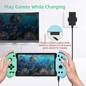 Mcbazel Switch Controller Grip for Handheld Mode, Ergonomic Controller for Switch/ Switch OLED with 6-Axis Gyro, Mapping, Vibration - Green & Blue