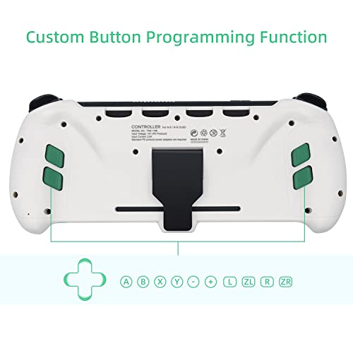 Mcbazel Switch Controller Grip for Handheld Mode, Ergonomic Controller for Switch/ Switch OLED with 6-Axis Gyro, Mapping, Vibration - Green & Blue