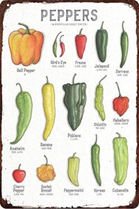 pepper knowledge metal signs peppers scoville heat units posters wall decor retro plaque science guide room club kitchen cafe garage home bar pub diner 12x16 inches