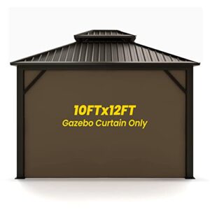 gazebo universal replacement privacy curtain, olilawn 10' x 12' privacy canopy side wall, replacement gazebo shade curtain privacy panel for canopy gazebo 10x12, one side only, brown