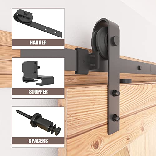 Dondelight Barn Door Hardware Kit 8FT, Sliding Door Track Hardware Set for Interior & Exterior Doors