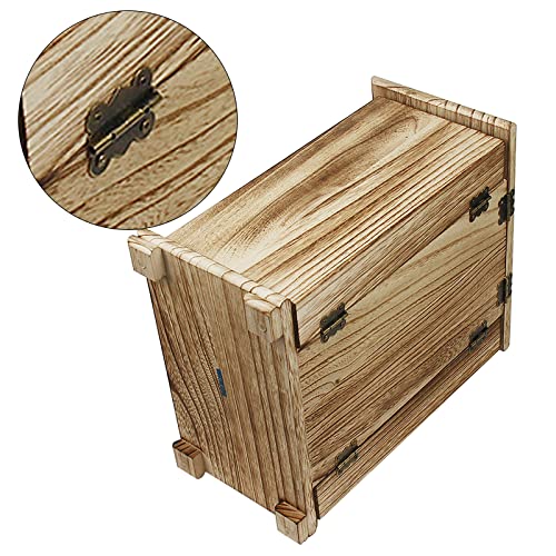 Jwinkumy Jewelry Box Wooden Rustic Large Organizer with Mirror, 4 Layer Jewelry Display Cabinet for Earring Ring Necklace Bracelet Gift for Women Girls