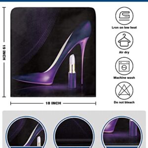 Dining Chair Back Covers, Purple Lipstick and High Heel Black Chair Covers Chair Slipcovers Protective Covers for Holiday Party Festival Decoration, Set of 4