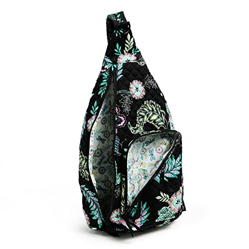 Vera Bradley Women's Cotton Sling Backpack, Island Garden - Recycled Cotton, One Size